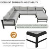 YOOCOZZ Outdoor U-Shaped Modular Aluminum Sofa Set with Thick Cushions, 6 Seats - 4 of 4