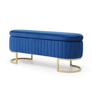 NicBex 50 Inch Oval Storage Ottoman Bench with Golden Metal Legs for Bedroom,Living Room,Entryway,Window - 1 of 3