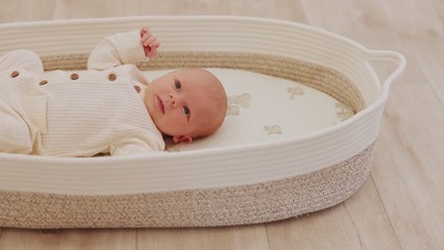 KeaBabies Organic Bassinet Sheet for Baby Girls, Boys, 2-Pack Soothe Bassinet Fitted Sheets, Bedside Bassinet Mattress Sheet (Beach Day)