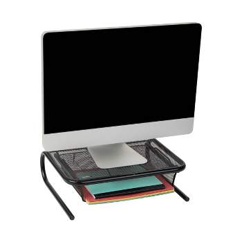 Mind Reader Network Collection Metal Mesh Monitor Stand Desk Organizer Black