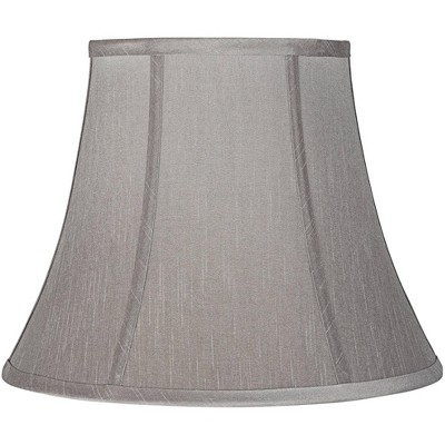 Brentwood Pewter Gray Medium Bell Lamp Shade 8" Top x 14" Bottom x 11" Slant x 10.5" High (Spider) Replacement with Harp and Finial