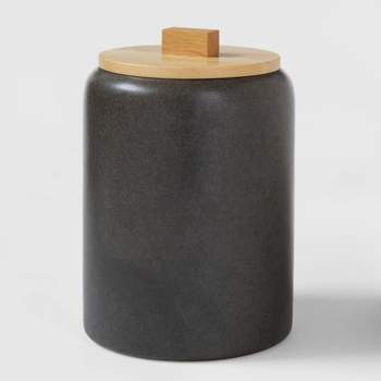 Large Stoneware Tilley Food Storage Canister with Wood Lid Black - Project 62™