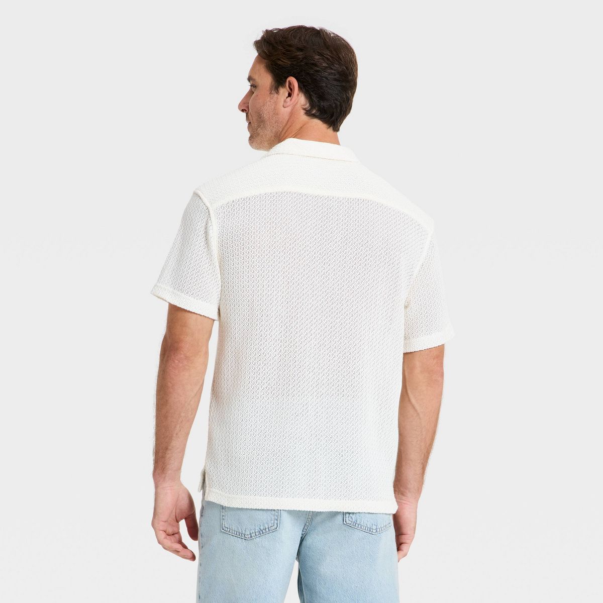 Men's Vacay Short Sleeve Camp Collar Open Weave Button-Down Shirt - Goodfellow & Co™ - thumbnail 2