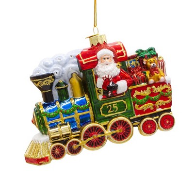 Kurt Adler 6-inch Bellissimo Glass Santa With Train Ornament : Target