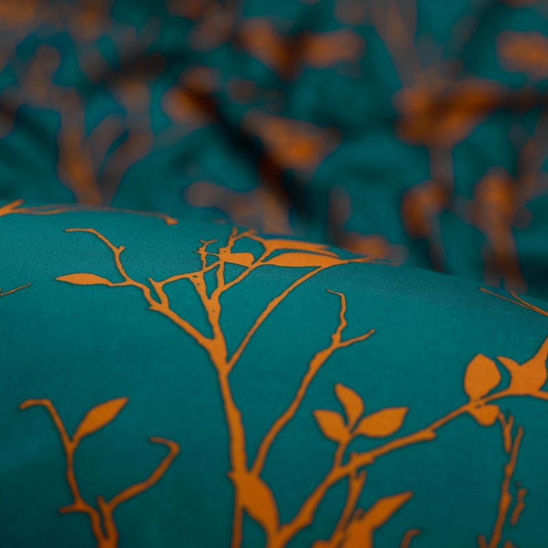 Chanasya Reversible Microfiber Velvet Leaves Foliage 5-Piece Duvet Cover Set, 4 of 5