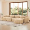 149 inch Light Khaki L-shaped Plush Fabric Sectional Sofa Couches with Throw Pillows and Ottoman ( Buckle Connection) - 2 of 4