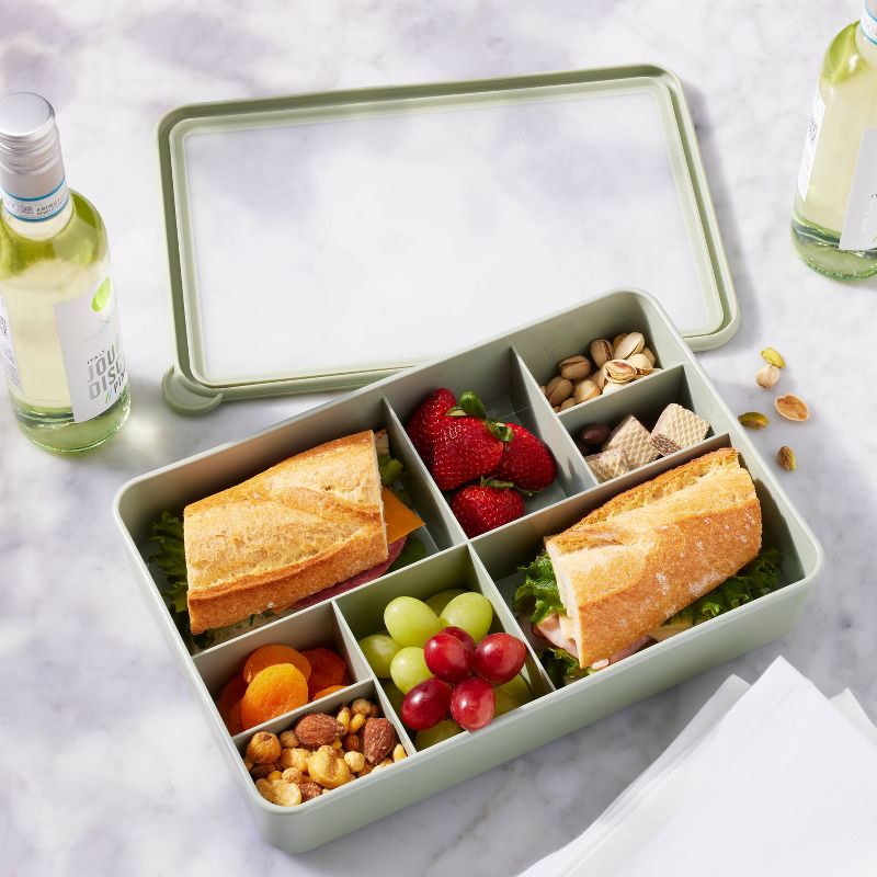 8 Compartment Large Plastic Snack Bento Box Sage Green - Figmint&#8482;, 3 of 5