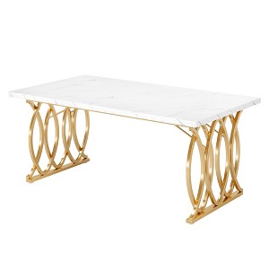 Lirago White 63" Executive Desk E0 Particle Board Steel Frame 62.99x31.5x29.53 Spacious Computer Desk - 1 of 4