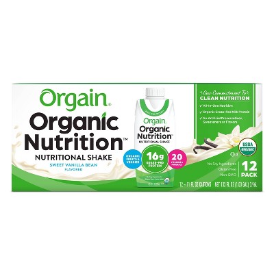 Orgain Organic Nutritional Shake - Sweet Vanilla Bean - 12ct