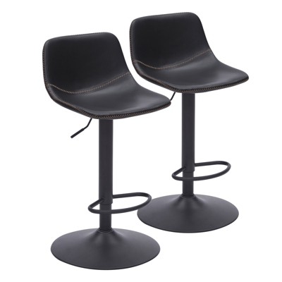 GlasFlength Dining Sets, Mid-Century Modern Swivel Bar Stool Set of 2, Adjustable Height for Kitchen, Bar, Counyer, Black, 14.2"*16.9"*33.8"