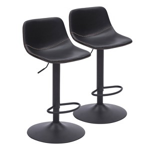 GlasFlength Dining Sets, Mid-Century Modern Swivel Bar Stool Set of 2, Adjustable Height for Kitchen, Bar, Counyer, Black, 14.2"*16.9"*33.8" - 1 of 4