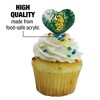North Dakota State Tie Dye Heart Love Cupcake Picks Toppers Decoration Set of 6 - 3 of 4