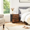 GlasFlength Nightstands Dresser Chest of Drawers, 2 Drawer Storage Corner Cabinet, Metal Frame and Wood Top, Brown 18"*11.8"*20" - 2 of 4