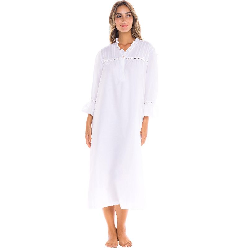 Womens Romeo and Juliet Cotton Nightgown, Bell Sleeve Victorian Sleepwear, 1 of 4