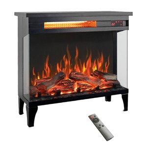 Syemin Indoor Fireplaces Electric Fireplace Heater Quick Heating Portable Fireplace 24″ Electric Corner Fireplace Low Noise, Black, 23.9"*9.4"*22.4" - 1 of 4