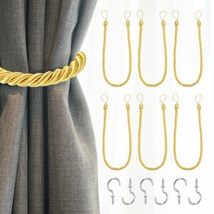 Unique Bargains Handmade Woven Braided Metal Screw Hooks Curtain Tiebacks - 1 of 4