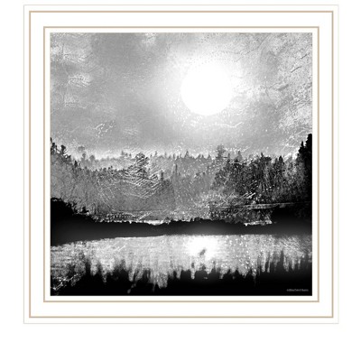 HomeRoots Big Moon Lake White Framed Print Wall Art