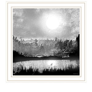 HomeRoots Big Moon Lake White Framed Print Wall Art - 1 of 4