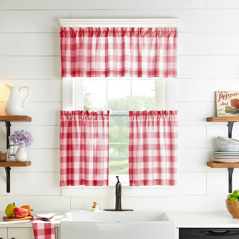 Farmhouse Living Buffalo Check Kitchen Tier Window Curtain Set of 2 - Elrene Home Fashions, 2 of 4