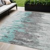 Teal Blue Charcoal And Silver Abstract Washable Indoor Outdoor Area Rug - 2 of 4