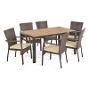 Christopher Knight Home Goodwin Outdoor Acacia Wood and Wicker 7 Piece Dining Set with Cushion, Teak/Brown - 2 of 4