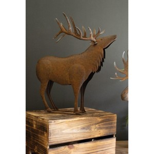 Rustic Metal Elk Display – Indoor Outdoor Statue 17"Tall by Kalalou - 1 of 3