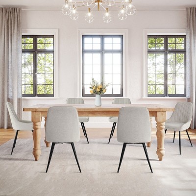 Set of 6 Modern Upholstered Dining Chairs, Armless Kitchen & Dining Room Chairs with Metal Legs and Comfortable Padded Seat-Maison Boucle