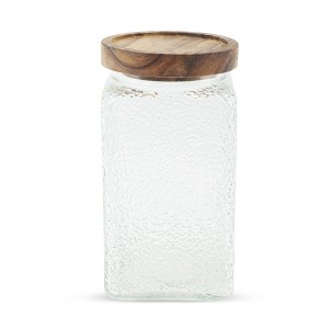 Unique Bargains Durable Texture Decorative Glass Jar with Lid 1 Pc - 1 of 4