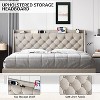 King Linen Upholstered Platform Bed Frame with Wingback Headboard Built-in Storage Shelf Power Outlets USB Ports Wood Slats Underbed Space, Light Gray - 3 of 4