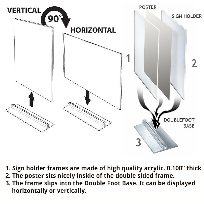 Azar 10"" x 8"" Vertical/Horizontal Dual-Stand Acrylic Sign Holder 10/PK 102718, 3 of 4