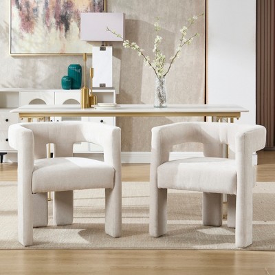 Vatros Upholstered Dining Chairs Barrel Armchairs for Living Room