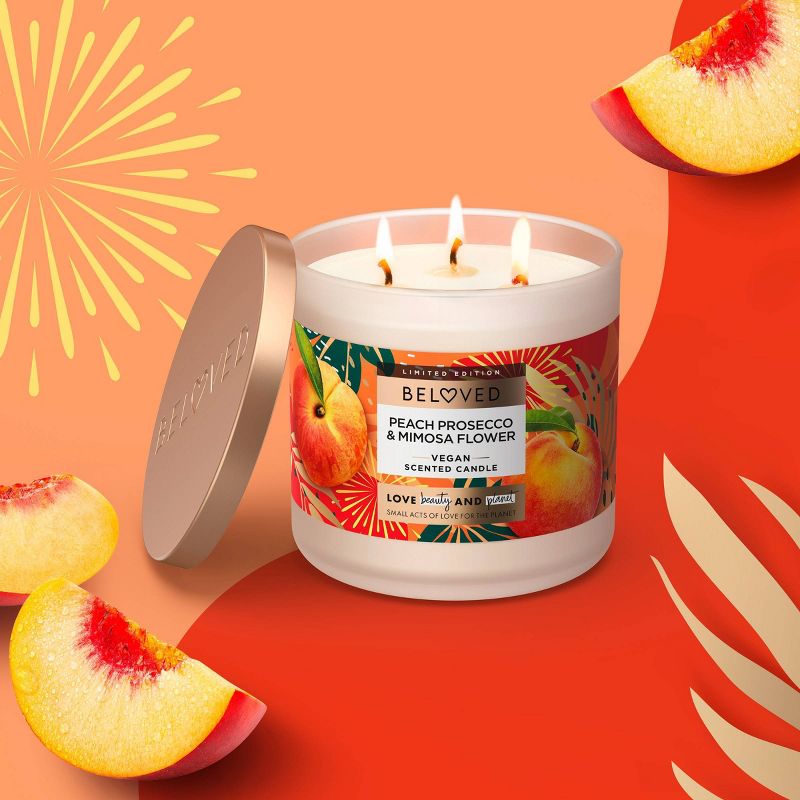 Beloved Vegan Candle - Peach Prosecco &#38; Mimosa Flower - 15oz - 3 wicks, 4 of 7
