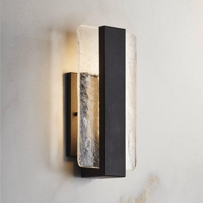 U-Shape Classic Black Wall Sconce with Piastra Glass, Dimmable LED