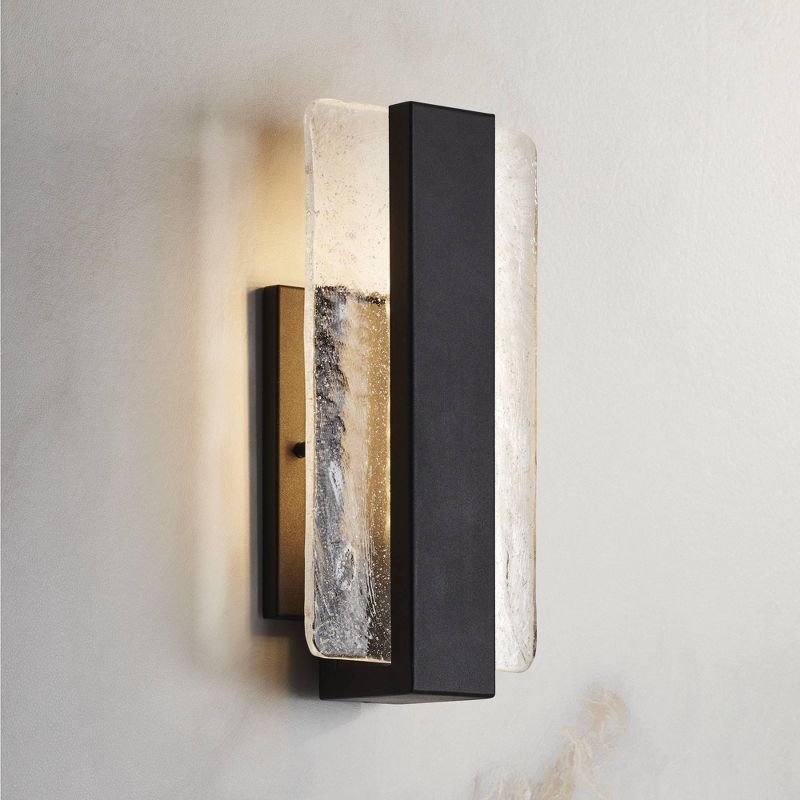 Possini Euro Design Cascadia Modern Wall Light Sconce Black Metal Hardwire 6" Fixture LED Piastra Art Glass for Bedroom Bathroom Vanity Living Room, 2 of 10