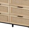 SEVOBAL Dressers 6 Drawer Rattan Storage Cabinet with Stylish Details for Cozy Bedroom and Living Room Practical Storage, Black, 15.75"*43.31"*29.53" - 2 of 4