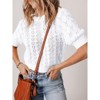 Coolmee Women's Summer Tops Casual Crewneck Cap Sleeve Shirts Lightweight Crochet Knit Texture Tank Top Blouses - 3 of 4