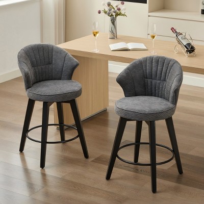 Counter Height Swivel Bar Stools Set of 2,Upholstered Chairs with Wide Backrest-Maison Boucle