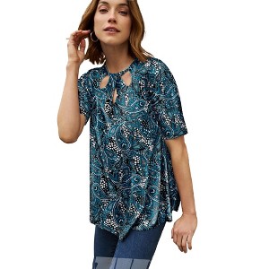 Jessica London Women's Plus Size Stretch Knit Cutout Swing Tunic - 1 of 4