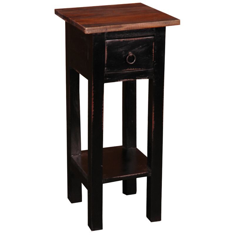 Besthom Shabby Chic Cottage 11.8 in. Square Solid Wood End Table with 1 Drawer, 2 of 6