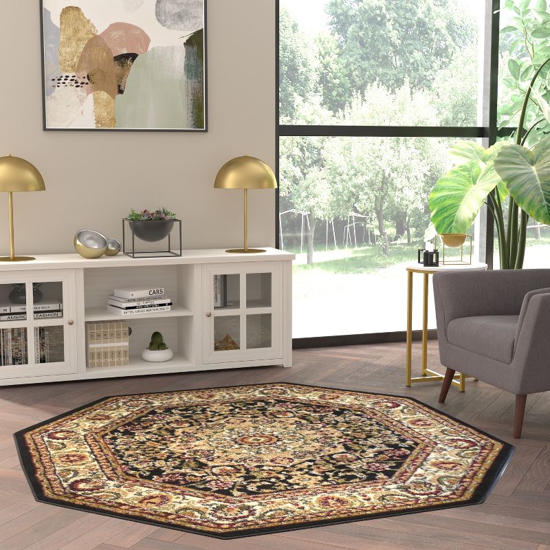Emma and Oliver Ultra Soft Olefin Accent Rug with Traditional Medallion Design with Natural Jute Backing, 3 of 8