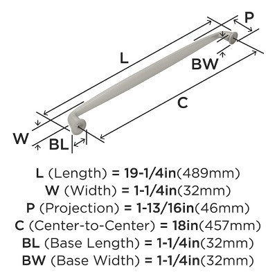 Satin Nickel 18-Inch Appliance Pull with Mounting Hardware