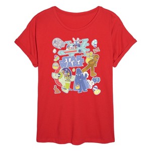 Women's - Star Wars - Easter Sticker -Women's Oversized Graphic T-Shirt Oversized Graphic T-Shirt - 1 of 4
