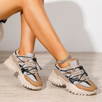 Женские кроссовки BERNESS Women's Branch Chunky Mesh Lace-Up Sneakers Brown 8 — фото 4
