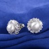 Baguette Cut Stud Earrings for Women Cubic Zirconia Simulated Pearl Ginger Lyne Collection - 4 of 4