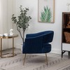 SEYNAR Modern Tufted Velvet Accent Chair with Wingback, Arms, and Metal Gold Legs for Living Room or Bedroom,Blue, 27.6"D x 28.3"W x28.3"H - 3 of 4