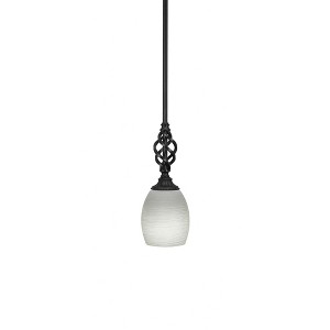 Toltec Lighting Elegante 1 - Light Pendant in  Matte Black with 5" White Linen  Shade - 1 of 2