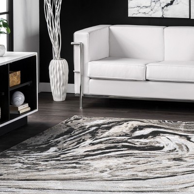 Gray Abstract Braided Reversible Synthetic Area Rug