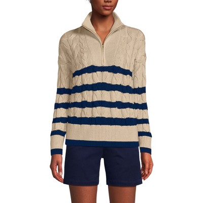 Lands' End Women's Drifter Cotton Quarter Zip Pullover Sweater
