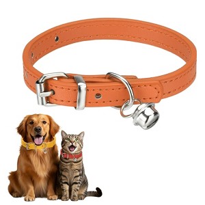 Unique Bargains Dog Collar with Bell Adjustable Buckle PU Leather Dog Collars - 1 of 4