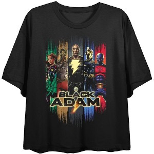 Black Adam Group Shot Juniors Black Crop T-shirt - 1 of 3